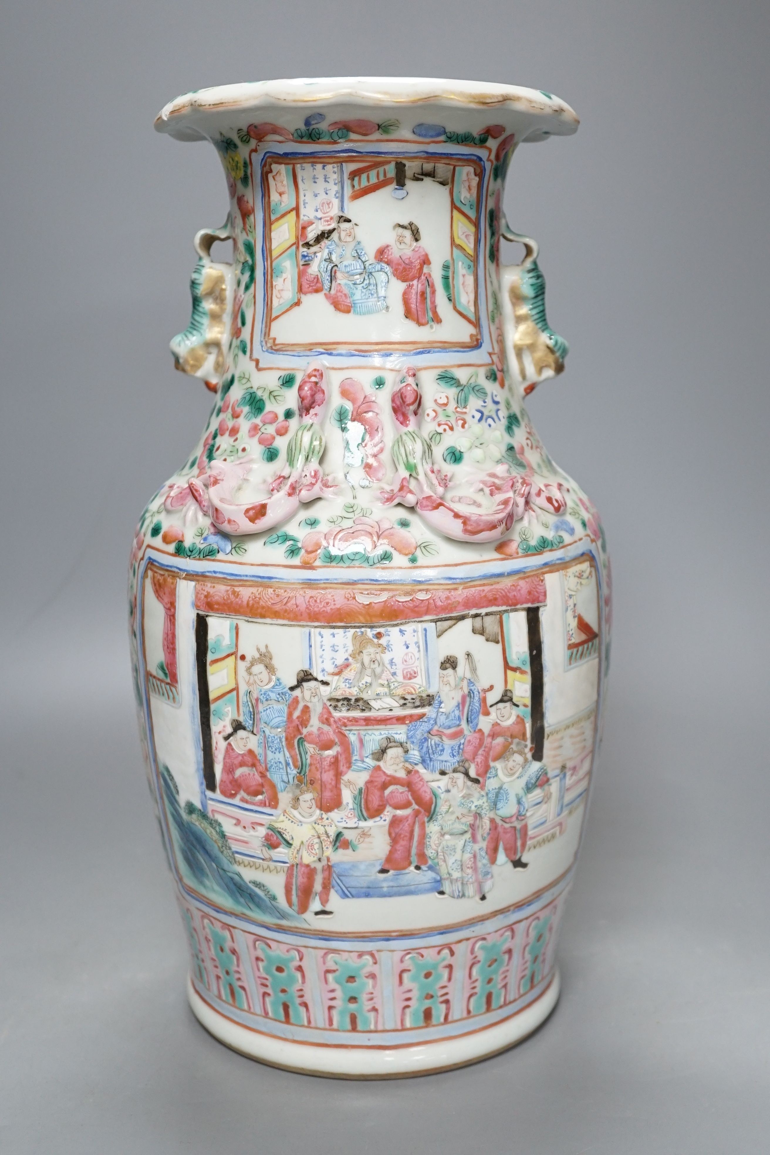 A Chinese famille rose vase, 19th century, 35cms high.